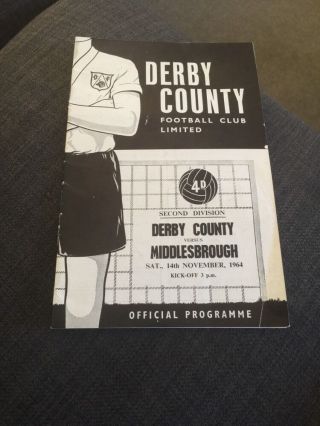 Derby County V Middlesbrough 1964 Soccer/football Programme