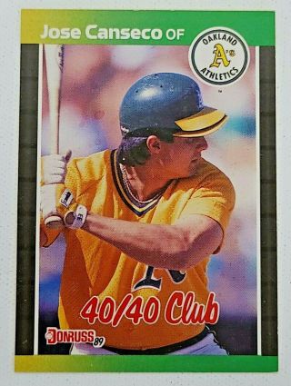 Oakland Athletics Jose Canseco 1989 Donruss 40/40 Club 643 Mlb Baseball Vtg 80s