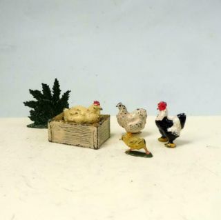 Vintage Lead Farm - John Hill Co - Hen On Nest,  Britains Chick,  Chickens