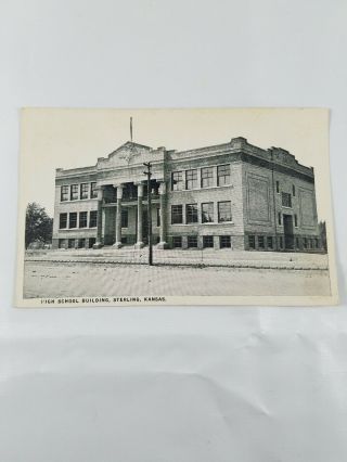 Vintage 1923 High School Building Sterling Kansas Real Photo Postcard 1c Stamp