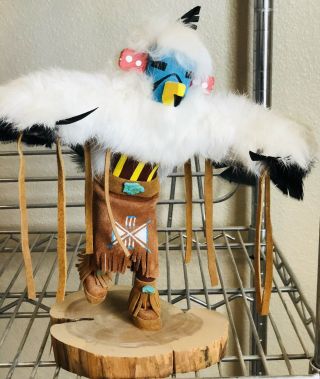 Vintage Hopi Kachina Doll,  Dancing Eagle,  12” Tall,  Vivid Colors,  Det.