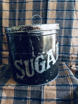 Antique/vintage Tin Sugar Canister,  Primitive Farmhouse Decor