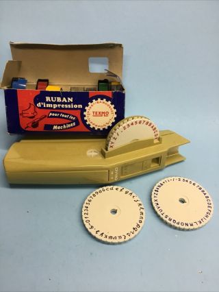 Vintage Dymo M - 6 Label Maker Of 7 Rolls Of Tape And 2 Extra Wheels