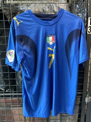 Italy Vintage Soccer Jersey 2006 World Cup Win Del Piero Large
