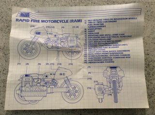 Vintage Gi Joe Action Man Toltoys Rapid Fire Motorcycle Ram Instruction