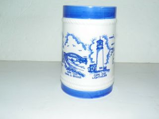 Vintage Cape Cod Massachusetts Map Coffee Tea Mug White Blue Souvenir LIGHTHOUSE 3