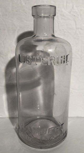 Vintage Clear Listerine Glass Bottle Lambert Pharmacal Company 7 " Tall No Cork