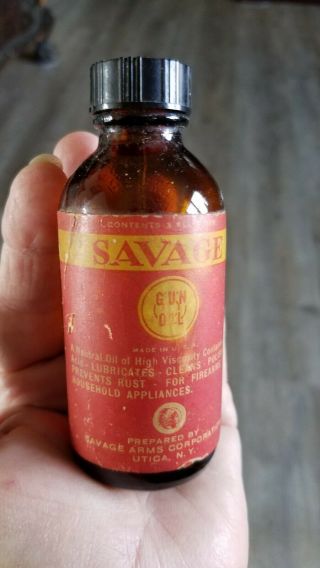 Savage Arms Corp.  Vintage Gun Oil Bottle