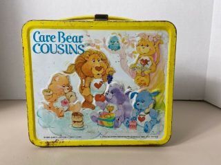 Vintage 1985 Metal Yellow Care Bear Cousins Care Bears Lunch Box