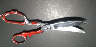 1960s Vintage Sammann Hot Drop Forged Steel Italian Utility Scissors with Red. 3