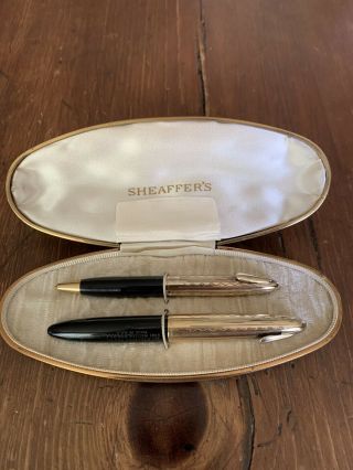 Vintage Sheaffer Pen And Pencil Set Gold Nib