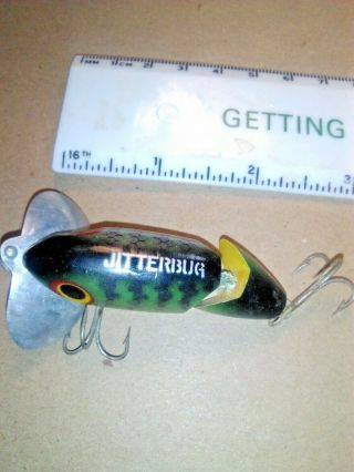 Old Lure We Have A Vintage Double Jointed Jitterbug Silver Scale /yellow/nice.