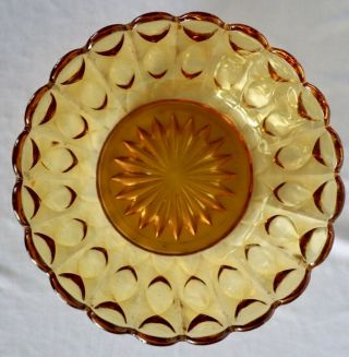 Vintage Pressed Amber Glass Bowl With Star Base Pattern Sides 19.  5 Cm Diameter