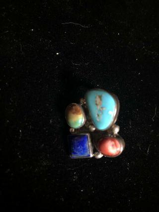Vintage Native American Sterling Silver & Turquoise Pendent Signed By D.  Skeets