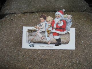 Vintage Christmas Santa Claus Die Cut Greeting Card