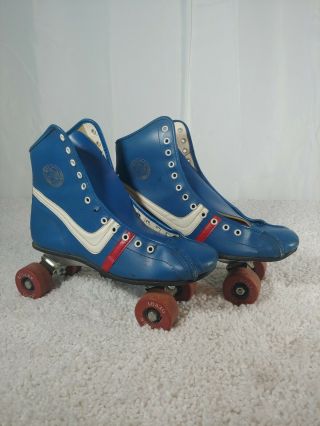 Vintage Fireball Official Roller Derby Skates Size 8 Red White And Blue 1970s