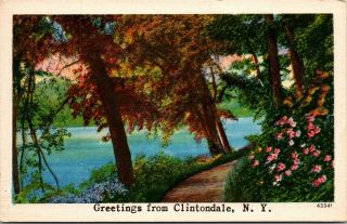 Vintage Greetings From Clintondale,  Ulster County,  Ny Linen Postcard - Unposted