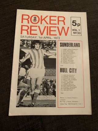 1972 Sunderland V Hull City Football Programme