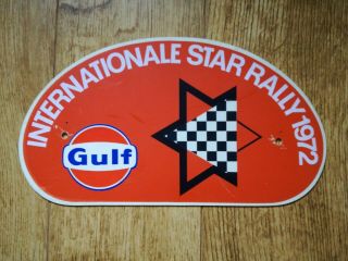 Vintage International Star Rally Plate (1972) With Gulf Adv.  Plastic Plate