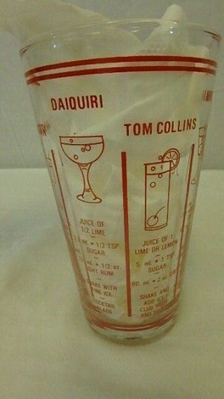 Vintage Mid - Century Libbey Cocktail Drink Shaker/mixer With Recipes