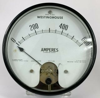 Vintag Westinghouse Amperes Gauge Style:701043 Type Sy - 2 Lrg Amp 0 - 600 Electric