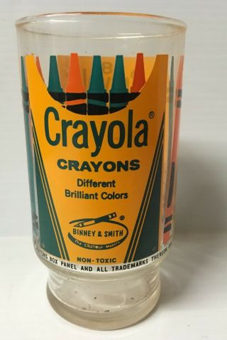 Vintage Crayola Crayons Drinking Glass - Made In Usa 5 1/4 In.