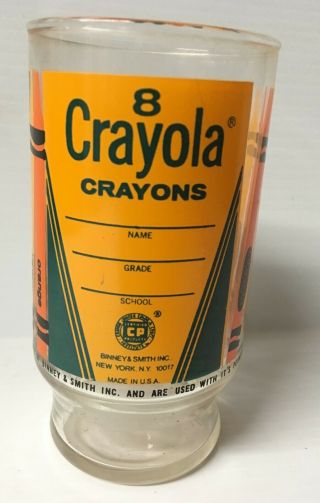 Vintage Crayola Crayons Drinking Glass - Made in USA 5 1/4 in. 2