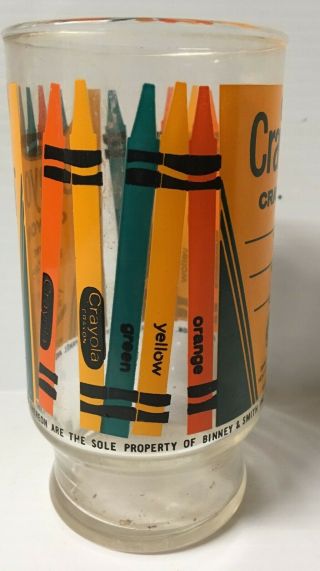 Vintage Crayola Crayons Drinking Glass - Made in USA 5 1/4 in. 3