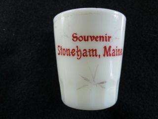 Antique Custard Glass Souvenir Of Stoneham,  Maine Shot Glass