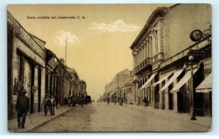 Sexta Avenida Sur Guatemala C.  A.  Columbia Granfonolas Sign Vintage Postcard A65