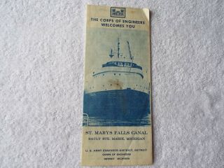 St Marys Falls Canal Brochure,  1960 5 - Panel Brochure Sault Ste.  Marie,  Mi