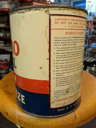 Vintage Thermo Royal Anti - Freeze 1 Gallon All Metal Can Good One 2