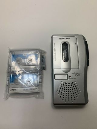 Vintage Memorex Mb2186a Micro Cassette Player Voice Recorder Portable Vox,  Tapes