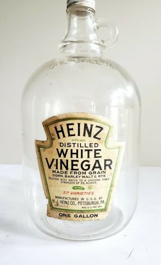 Vintage Heinz White Vinegar One Gallon Glass Jug/bottle/jar Empty
