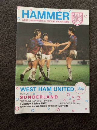 1982 West Ham United V Sunderland Football Programme