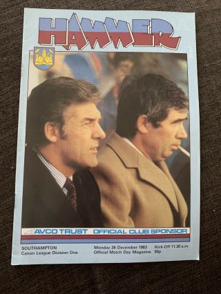 1983 West Ham United V Southampton Football Programme