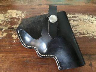 Vintage Black Leather Owb Holster For 2 1/2 " S&w K Frame Medium Revolver