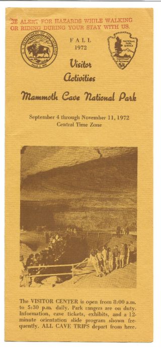 Brochure Mammoth Cave National Park Kentucky 1972