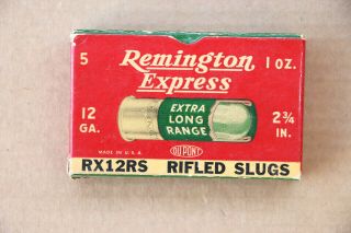 Remington Express Extra Long Range 12 Gauge Rifled Slugs Empty Shotgun Shell Box