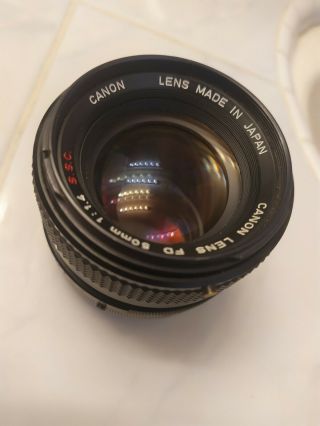 Canon Fd 50mm F/1.  4 S.  S.  C.  Vintage Prime Fixed Lens