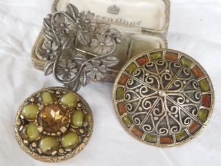 Three Lovely Vintage 1960s Brooches All Signed Miracle