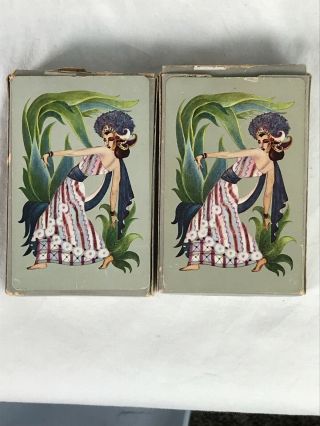 Vintage Congress Carotti Canasta Two Deck Playing Cards Mcm Woman