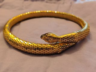 Whiting And Davis Vintage Gold Tone Snake Choker Signed
