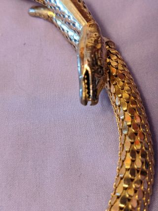 Whiting And Davis Vintage Gold Tone Snake Choker Signed 3