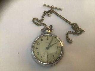 Vintage Smiths Empire Pocket Watch W Chain.  Sub Dial.  British Made.