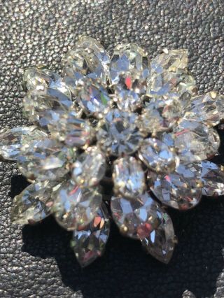 Vintage Jewelry High End Signed Made In Austria Clear Rhinestone Brooch Pin