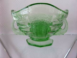 Art Deco Vintage Sowerby Elephant Green Glass Bowl & Flower Frog - Ex Cond
