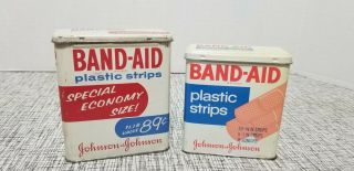 2 Vintage Band - Aid Metal Tin Boxes Advertising Bandages