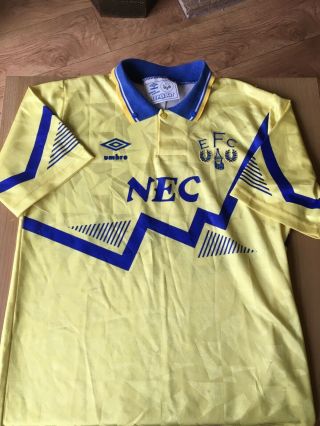 Classic Umbro Everton Fc 1990 Away Shirt Nec Large Boys Efc Vintage
