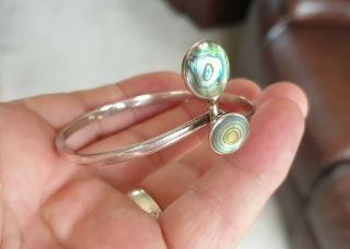 Stunning Vintage Art Deco Jewellery Inset Crafted Abalone Sterling Silver Bangle